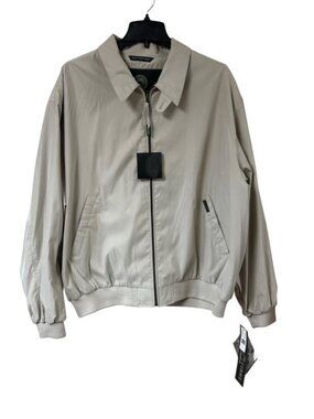 Weatherproof Jacket Mens 2XL Beige Microfiber Bomber Zip Elastic Waist Golf